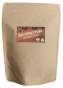 Ärtproteinpulver som är ekologiskt.